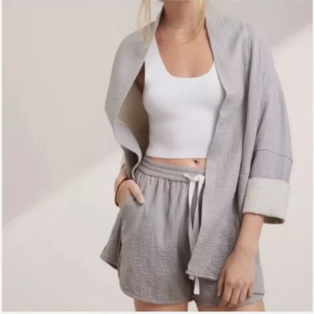 Aritzia Wilfred Lenglen Open Front Textured Jacket Blazer Kimono in Gray XS